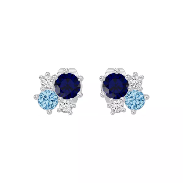 Midnight Frost Sapphire Stud Earrings