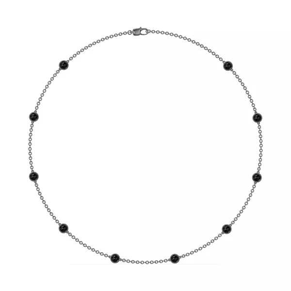 Black Spinel Station Necklace (22")