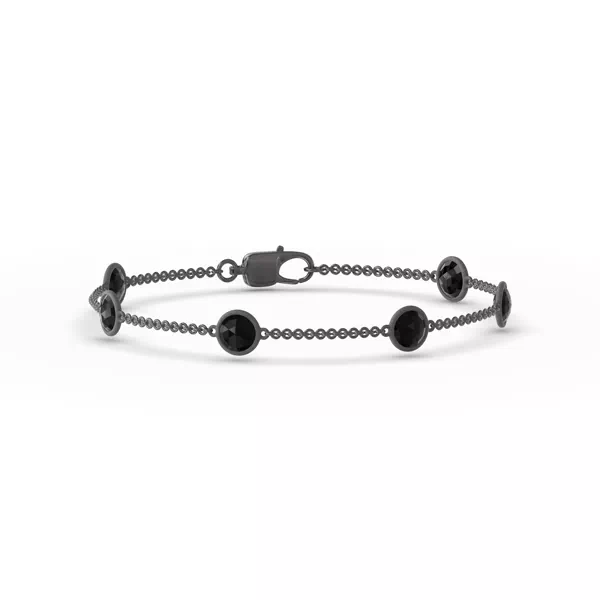 Black Spinel Station Bracelet (8")