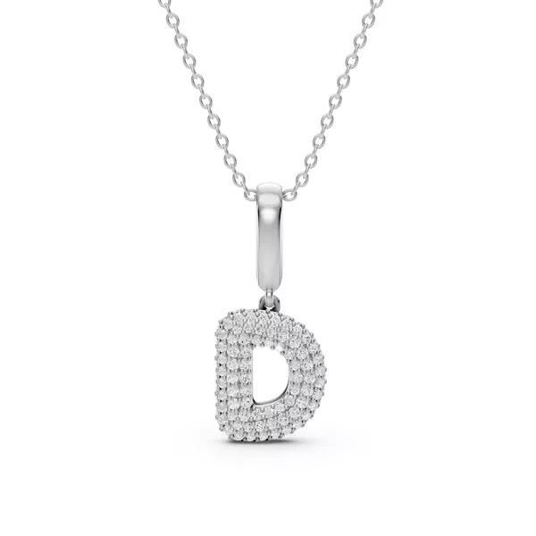 Bubble Pavé Lab Diamond Initial Necklace - D