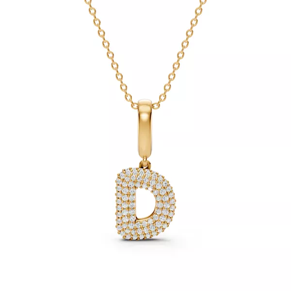 Bubble Pavé Lab Diamond Initial Necklace - D