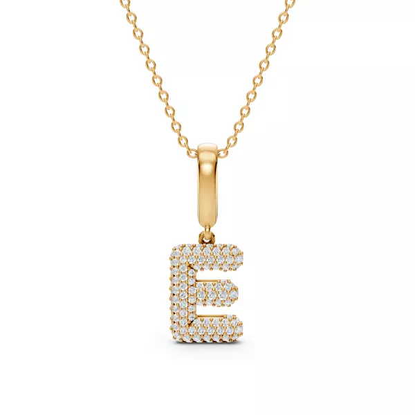 Bubble Pavé Lab Diamond Initial Necklace - E