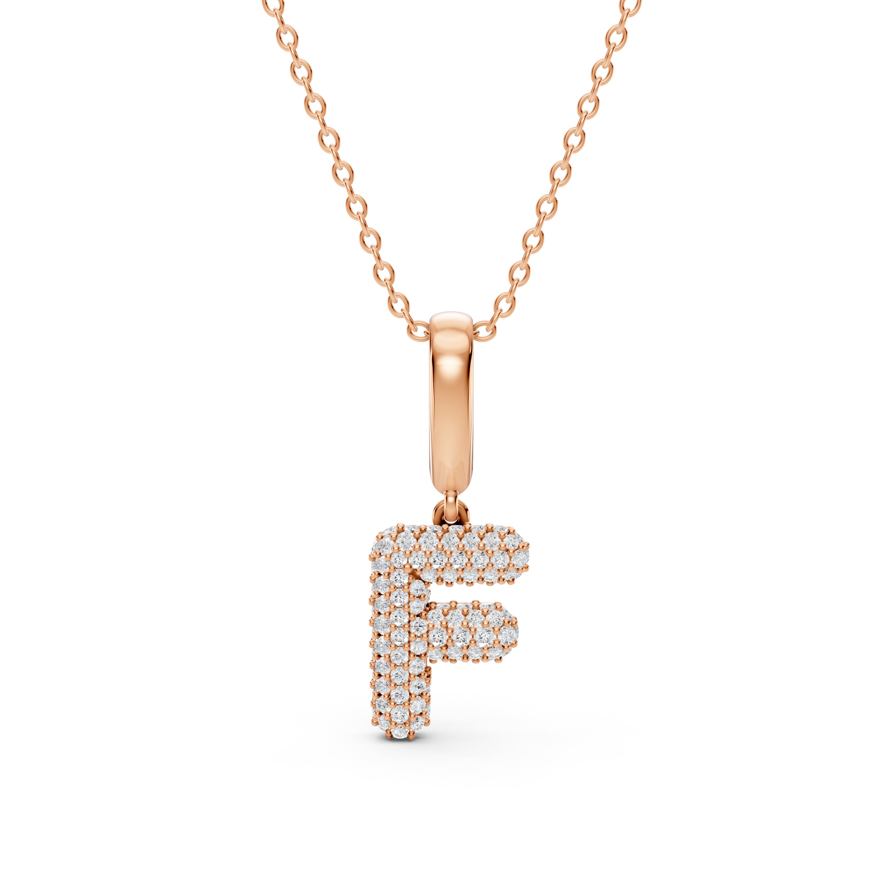 Bubble Pavé Lab Diamond Initial Necklace - F
