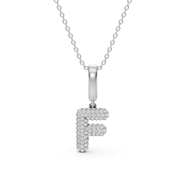 Bubble Pavé Lab Diamond Initial Necklace - F