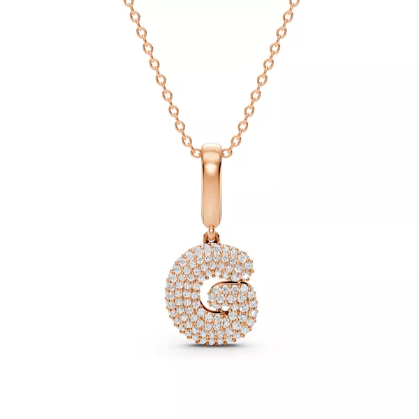 Bubble Pavé Lab Diamond Initial Necklace - G