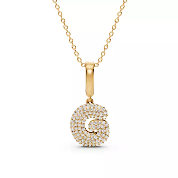 Bubble Pavé Lab Diamond Initial Necklace - G