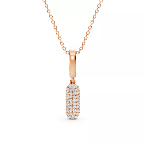 Bubble Pavé Diamond Initial Necklace - I