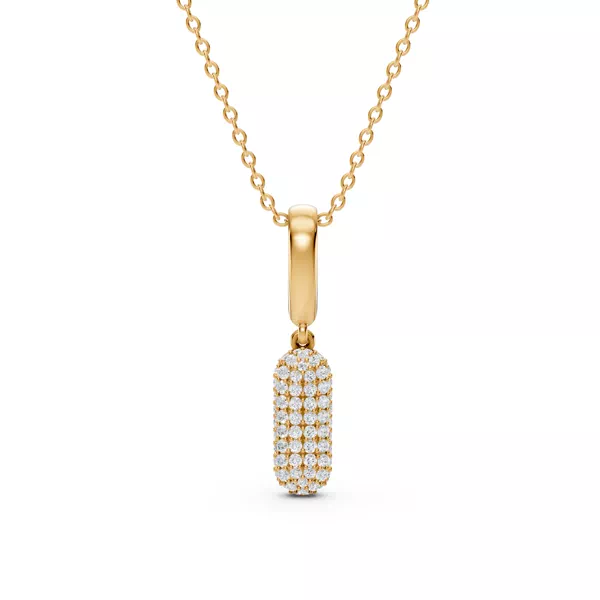 Bubble Pavé Diamond Initial Necklace - I