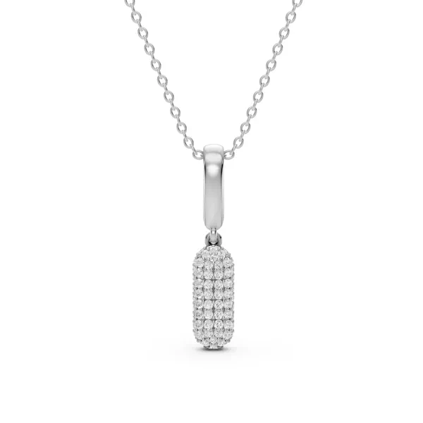 Bubble Pavé Lab Diamond Initial Silver Necklace - I