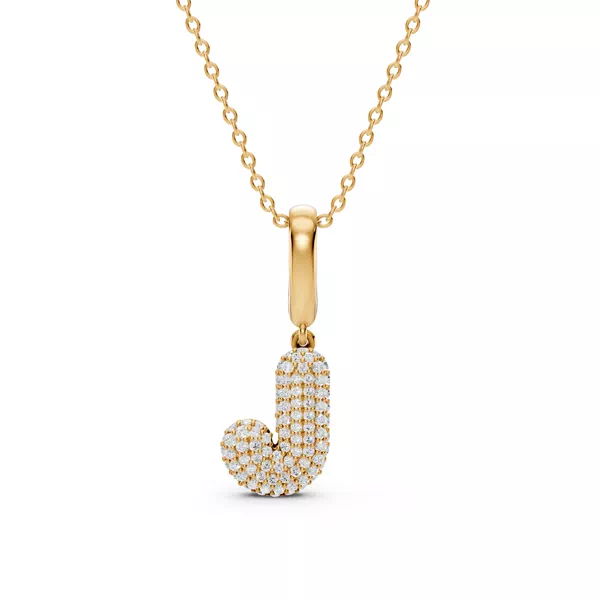 Bubble Pavé Lab Diamond Initial Necklace - J