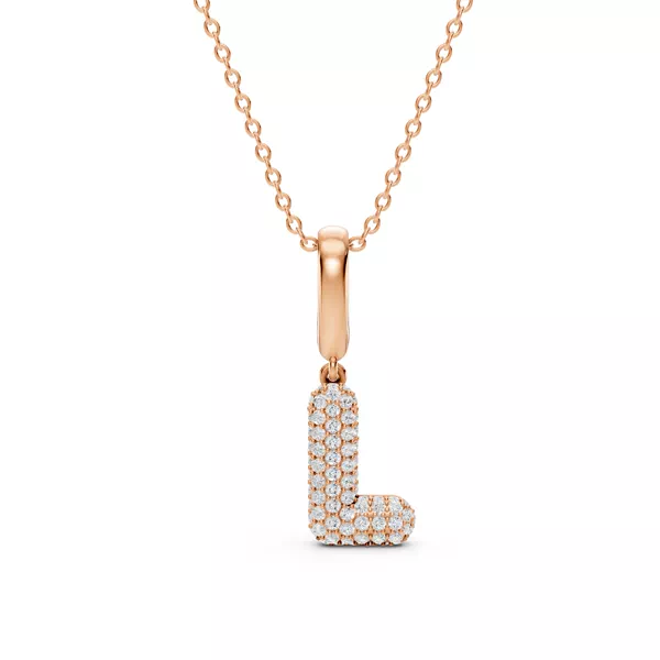 Bubble Pavé Lab Diamond Initial Necklace - L
