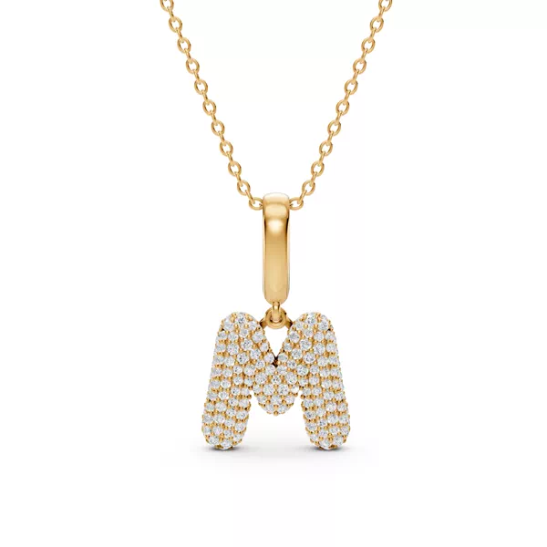 Bubble Pavé Lab Diamond Initial Necklace - M