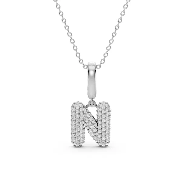 Bubble Pavé Lab Diamond Initial Necklace - N