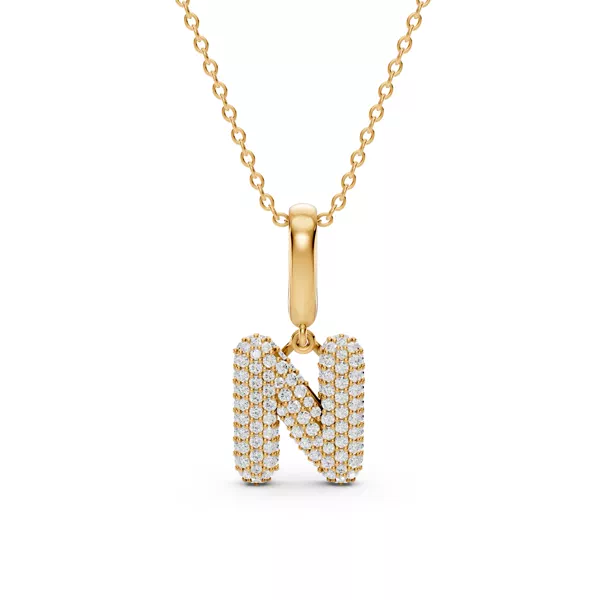 Bubble Pavé Lab Diamond Initial Necklace - N