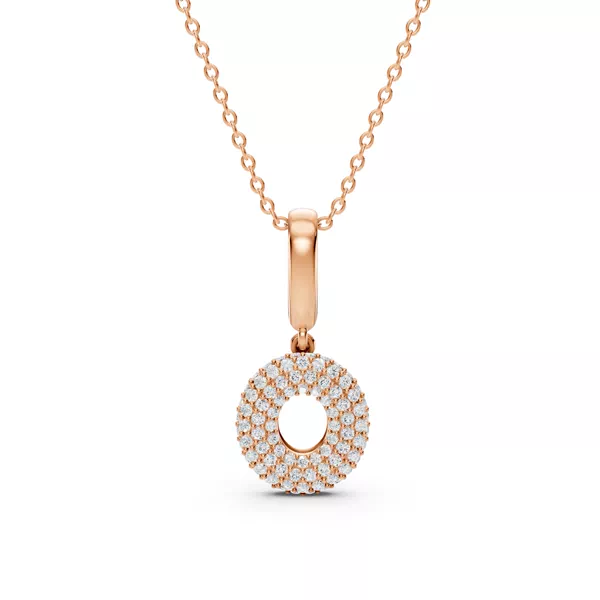 Bubble Pavé Diamond Initial Necklace - O