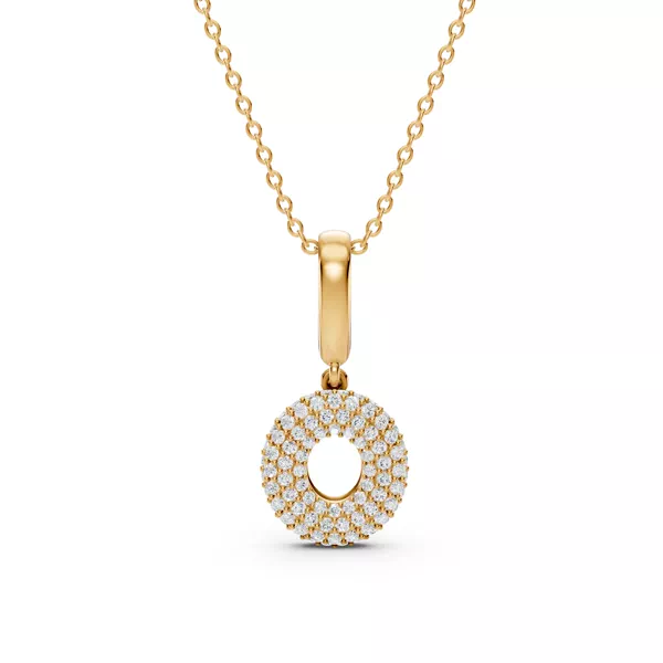 Bubble Pavé Lab Diamond Initial Necklace - O