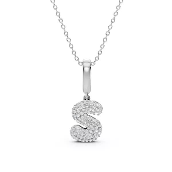 Bubble Pavé Diamond Initial Necklace - S