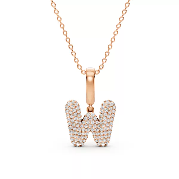 Bubble Pavé Lab Diamond Initial Necklace - W