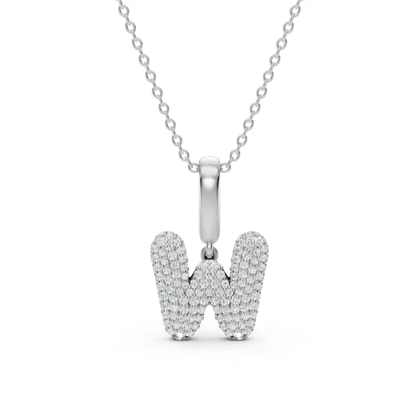 Bubble Pavé Diamond Initial Necklace - W