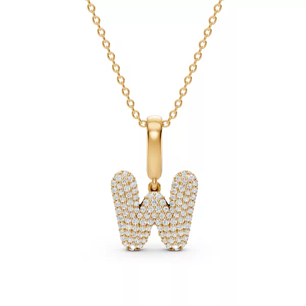 Bubble Pavé Diamond Initial Necklace - W