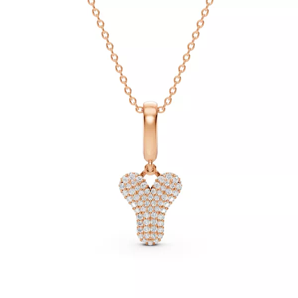 Bubble Pavé Lab Diamond Initial Necklace - Y