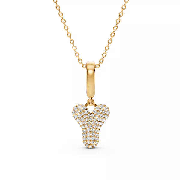 Bubble Pavé Lab Diamond Initial Necklace - Y