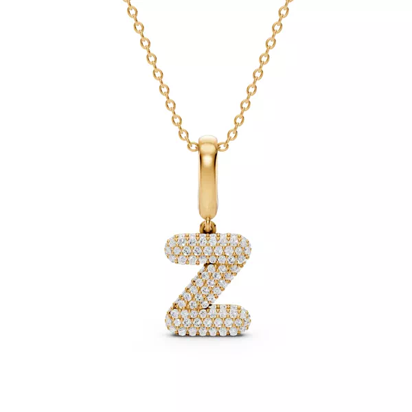 Bubble Pavé Lab Diamond Initial Necklace - Z