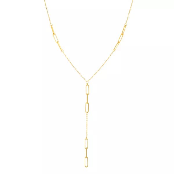 Paperclip Lariat Gold Necklace