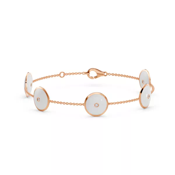 White Ceramic Disc Lab Diamond Station Bracelet