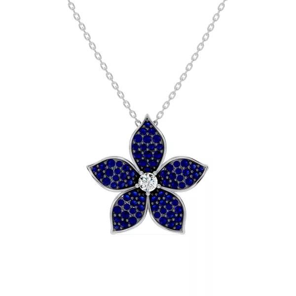 Fleur Pavé Lab Sapphire Necklace