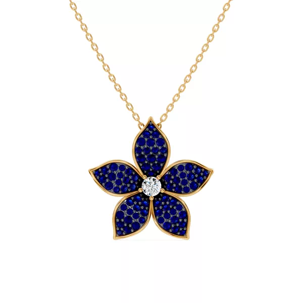 Fleur Pavé Lab Sapphire Necklace