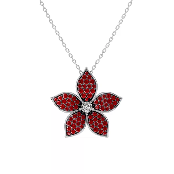 Fleur Pavé Lab Ruby Necklace