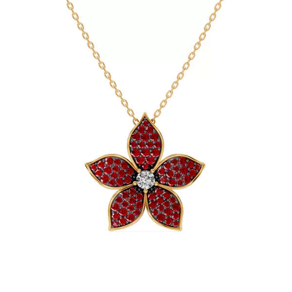 Fleur Pavé Lab Ruby Necklace
