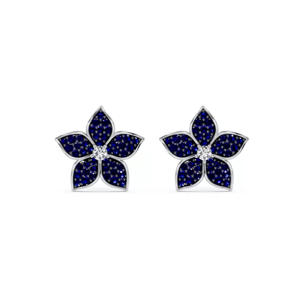 Fleur Pavé Lab Sapphire Earrings