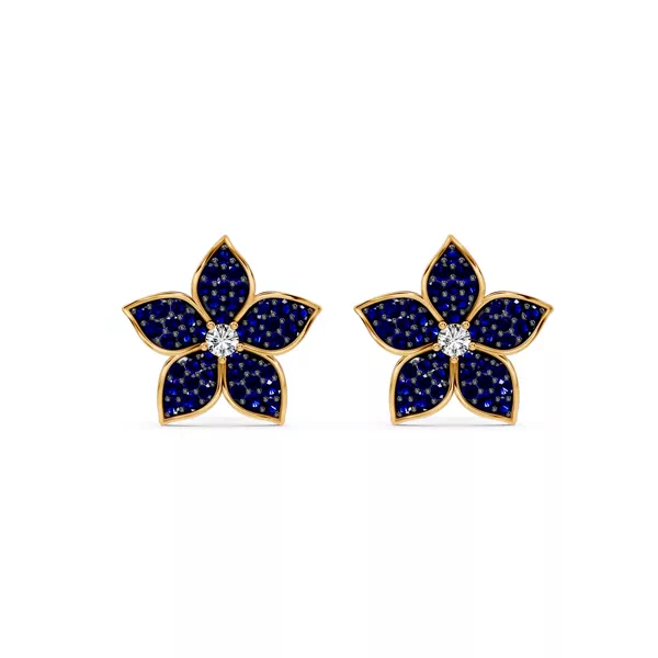 Fleur Pavé Lab Sapphire Earrings