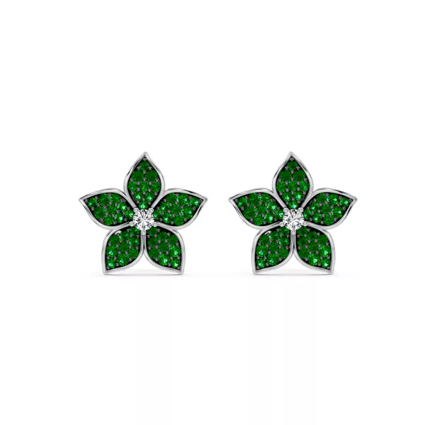 Fleur Pavé Lab Emerald Earrings