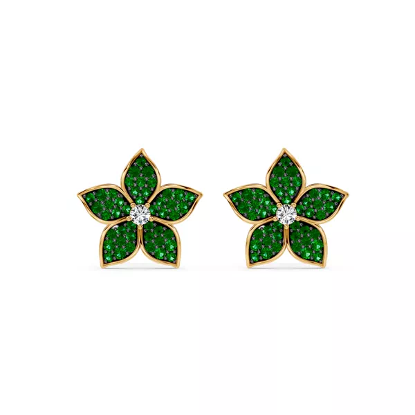 Fleur Pavé Lab Emerald Earrings