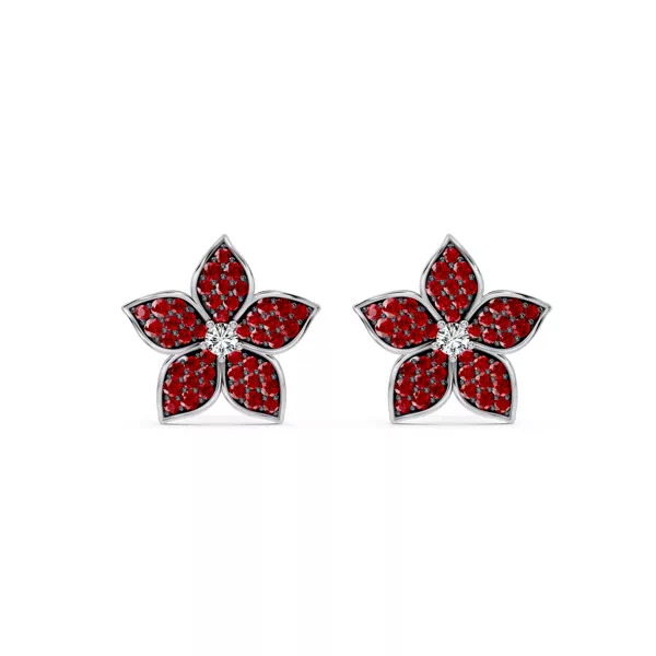 Fleur Pavé Lab Ruby Earrings