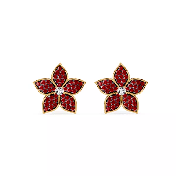 Fleur Pavé Lab Ruby Earrings