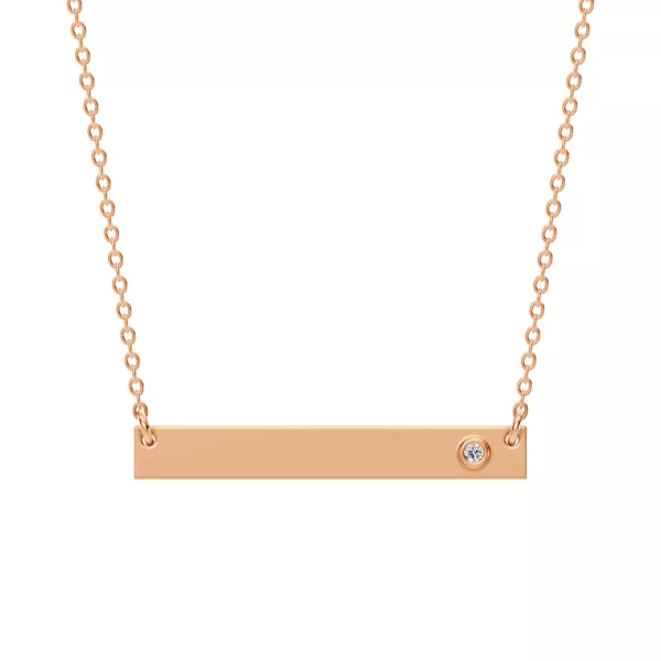 Engravable Bezel Diamond Bar Necklace
