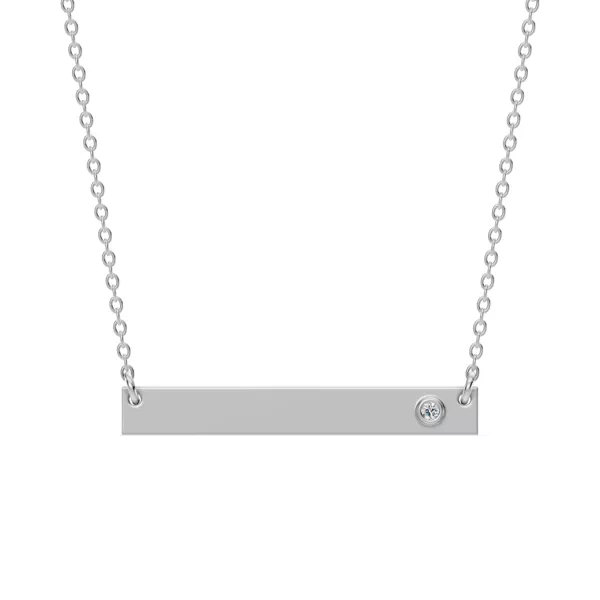 Engravable Bezel Diamond Bar Necklace