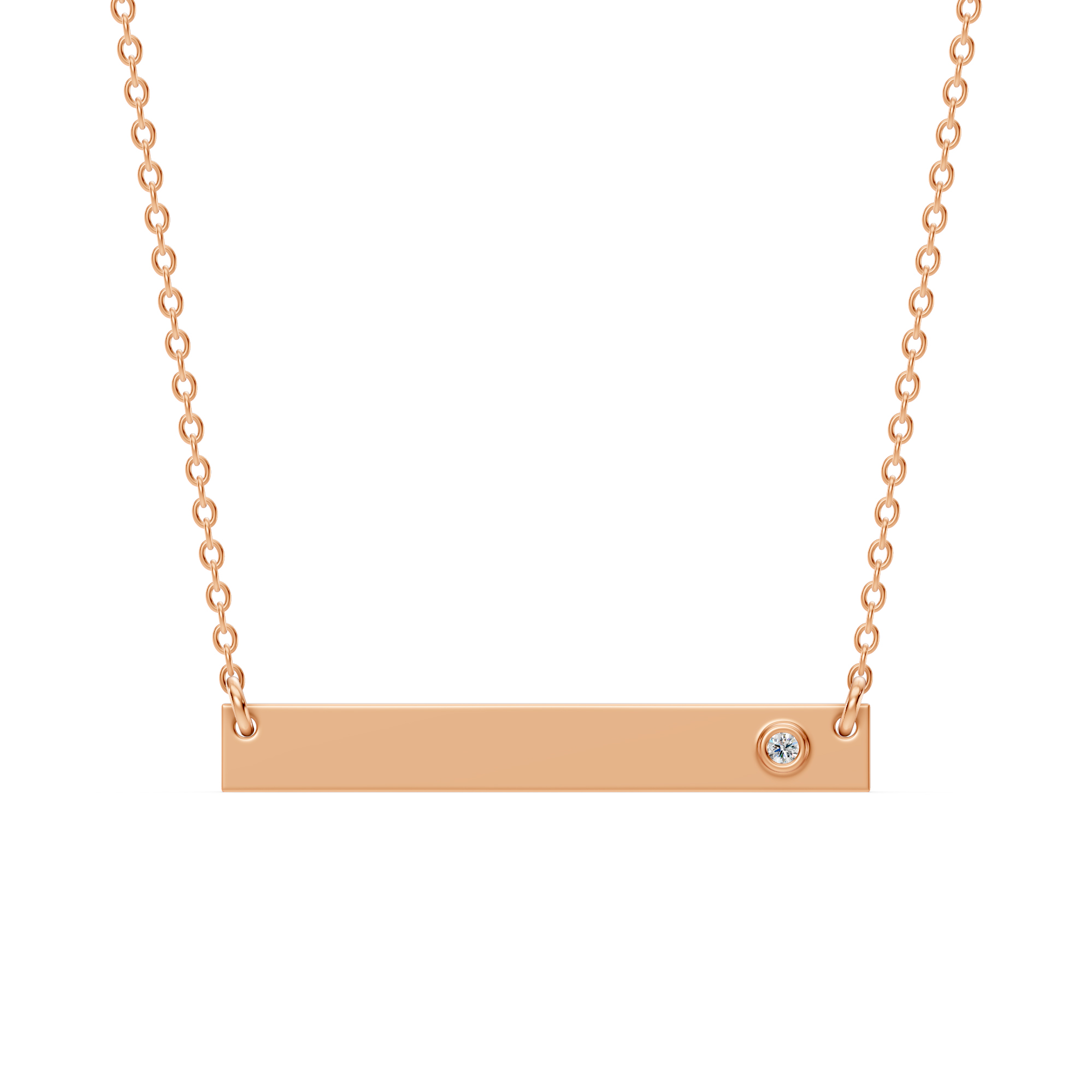 Engravable Bezel Lab Diamond Bar Necklace
