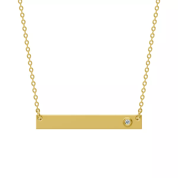 Engravable Bezel Lab Diamond Bar Necklace