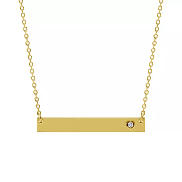 Engravable Heart Lab Diamond Bar Necklace