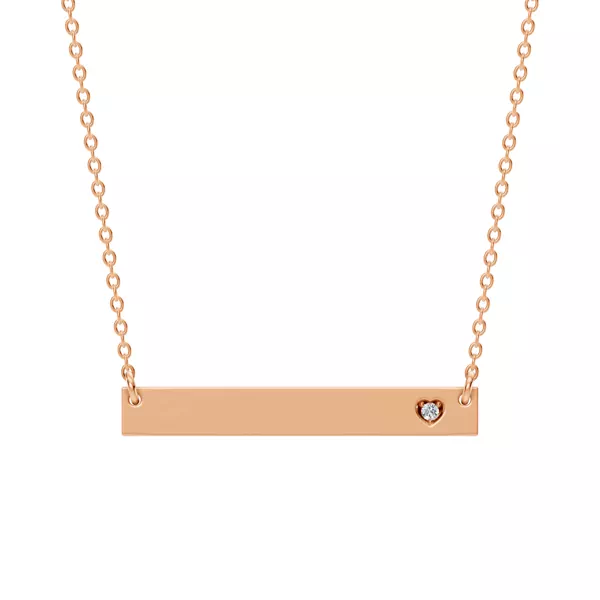 Engravable Heart Lab Diamond Bar Necklace