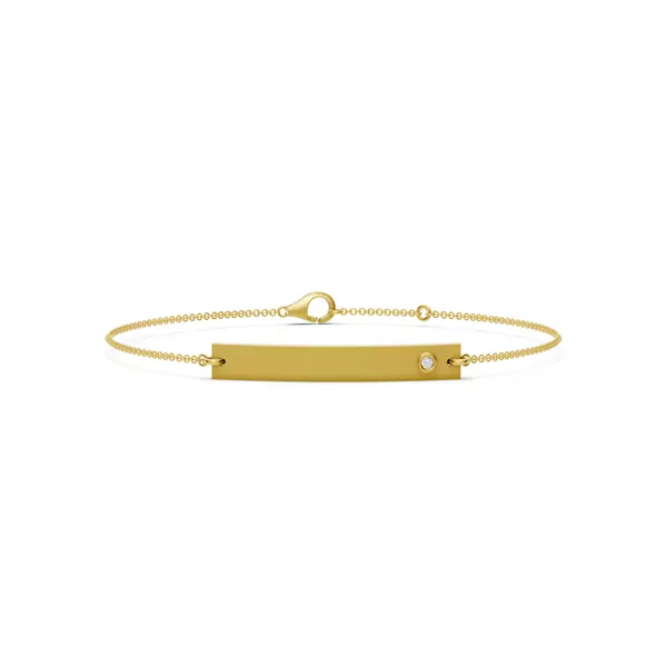 Engravable Bezel Lab Diamond Bar Bracelet