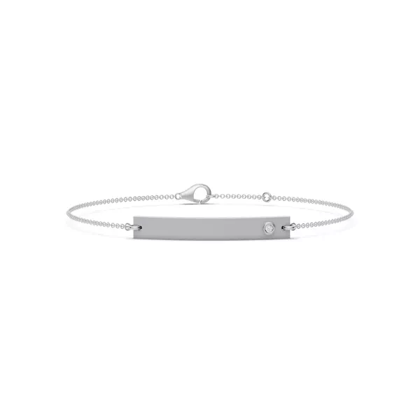 Engravable Bezel Lab Diamond Bar Bracelet