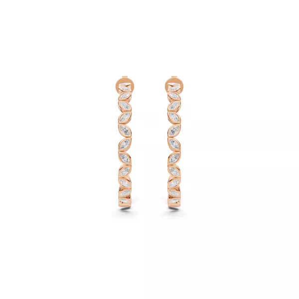 Marquise Lab Diamond Bezel Hoop Earrings