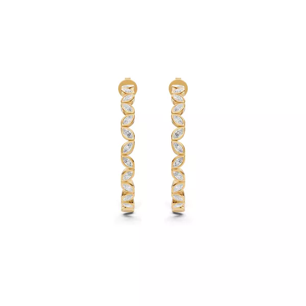 Marquise Lab Diamond Bezel Hoop Earrings