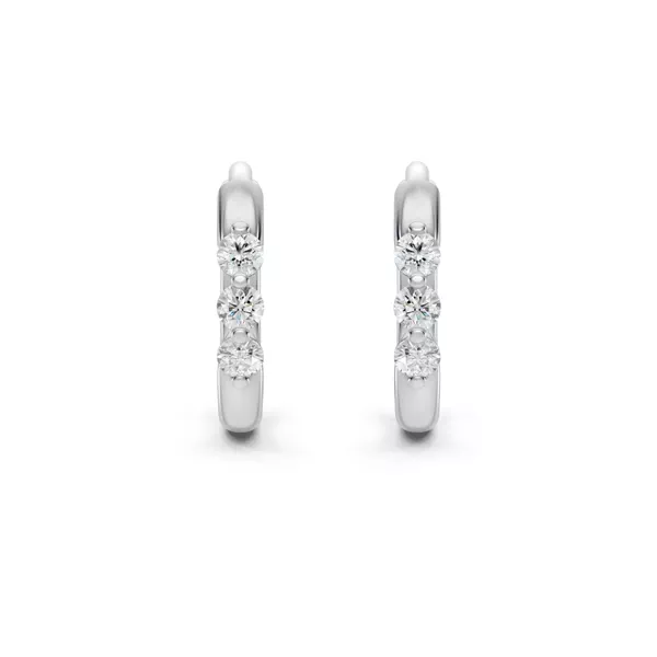 Three-Stone Lab Diamond Huggie Earrings